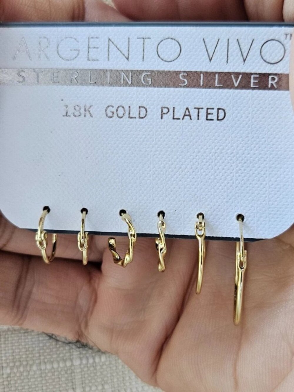 Argento Vivo Women Earrings Gold Plated over Sterling silver Jewelry Set of 3